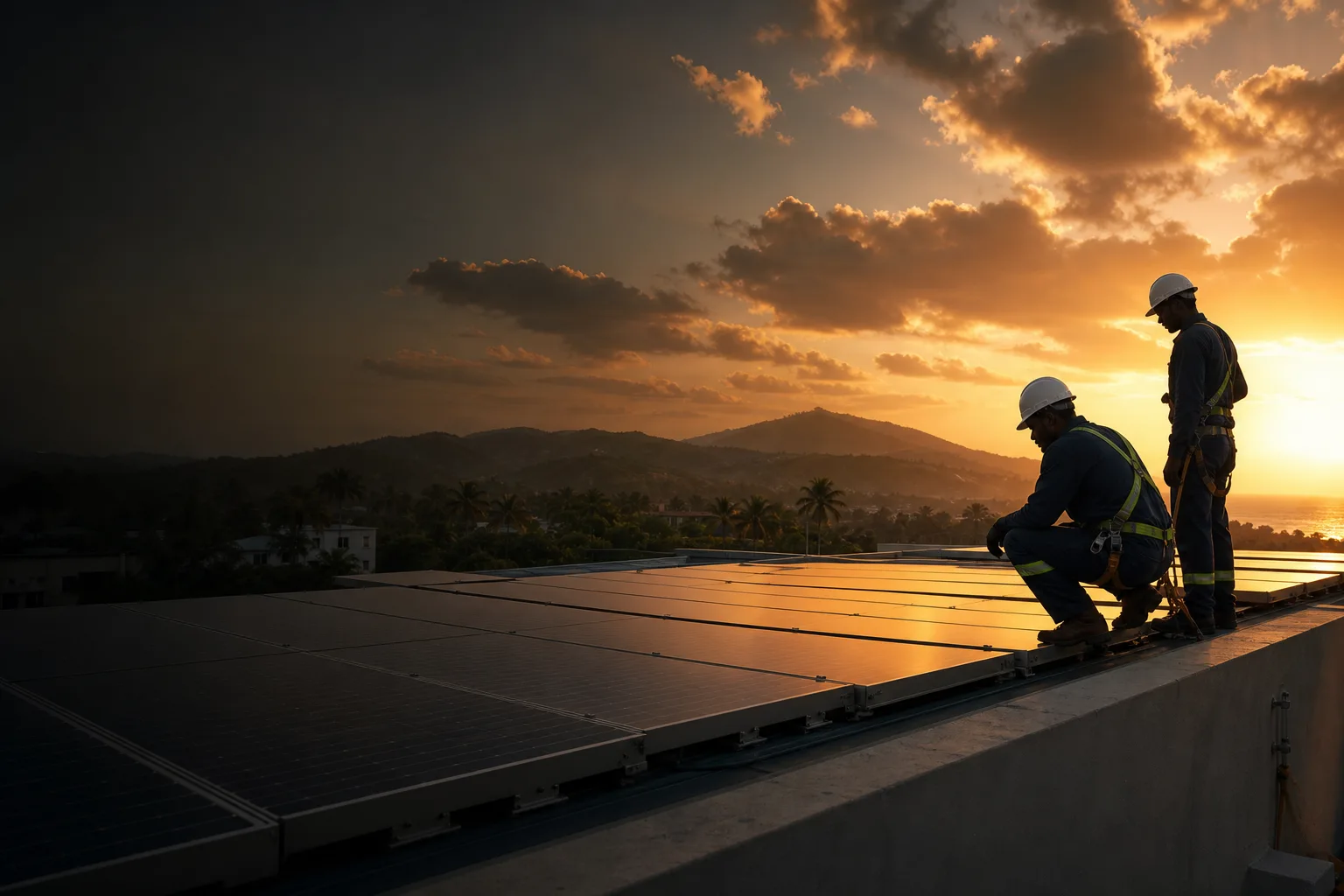 Skill Masters technician servicing a solar installation