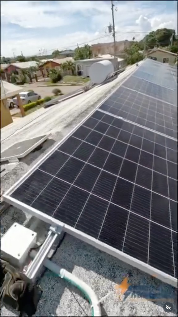 Rooftop solar panel array installation